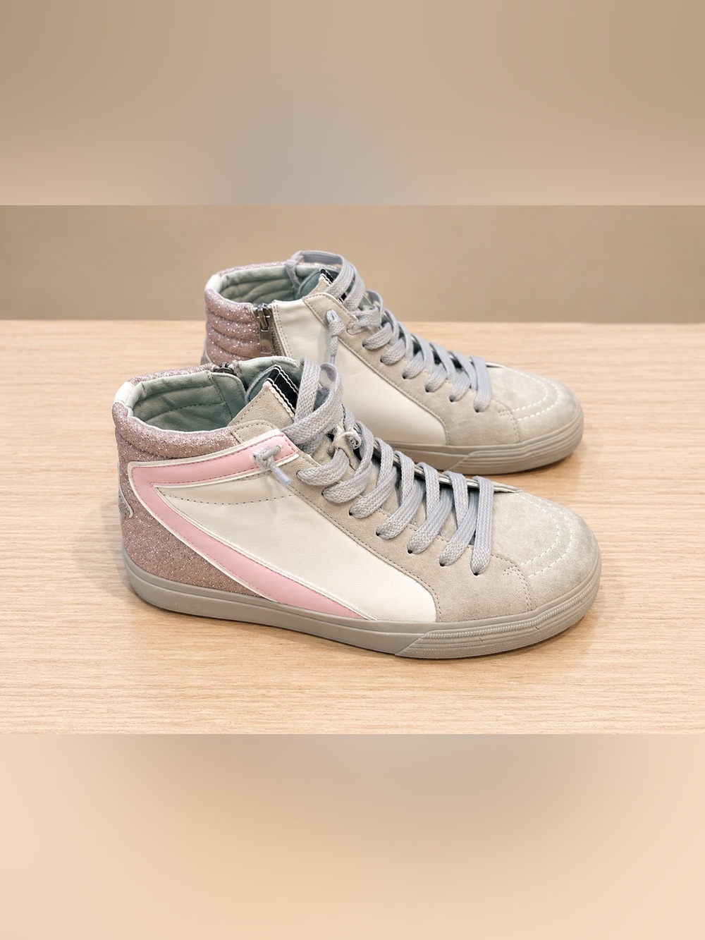 NWT ShuShop Rooney Champagne Glitter High-top Sneaker Size 9